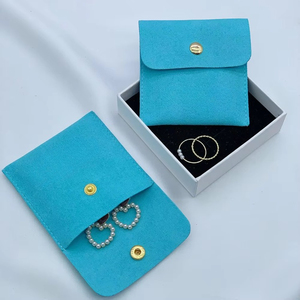 Bolsa de Embalaje Cuadrada Portátil de Gamuza Personalizada al por Mayor con Broche para Joyería, Soporte para Anillos, Pendientes, Collares y Pulseras - Product Image 5