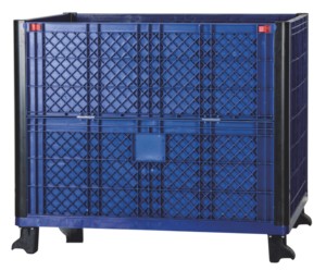 Easy Assembly Plastic Palllet Box Vented Wall Bulk Container blue 39-1/4" L X 31-1/2" W X 29" H Overall