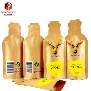 Bottiglia di Vodka dell'alcool del sacchetto della bevanda del vino su ordinazione del sacchetto di carta Kraft marrone di forma speciale - Product Image 2