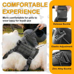 卸売ヘビーデューティー戦術犬用ハーネス、リード付き、伸縮性のあるアンチプルデザイン、トレーニングやアウトドアアドベンチャーに最適 - Product Image 3