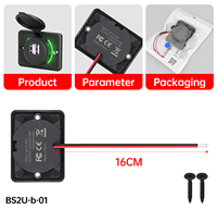 Chargeur de voiture double USB étanche 12V 24V 5V 20W LED avec couvercle de protection pour camping-car, camion, bateau marin, modification BS2U