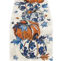 Chemin de table rustique d'automne style américain en polyester durable et réutilisable pour dîner d'automne, fête du thé, décoration intérieure, vente en gros