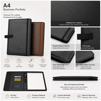 Porte-documents A4 en cuir, disponible en stock, directement de l'usine, organiseur en PU de qualité supérieure avec fermeture élastique et boucle pour stylo, idéal pour les réunions