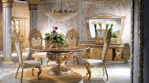 French Restaurant Furniture Luxury Hand Carved Glass <strong>Round</strong> <strong>Dining</strong> <strong>Table</strong> <strong>4</strong> or 6 Chairs <strong>Set</strong> - Product Image 5