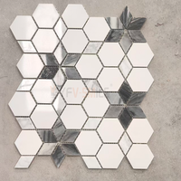 Mosaïque moderne de luxe en marbre naturel blanc en forme de lanterne, tuiles découpées au jet d'eau pour la maison, la villa, l'hôtel, le salon, la salle de bain, la cuisine, les murs et les sols