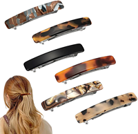 Élégantes pinces à cheveux en acétate à motif écaille de tortue imprimé léopard, style rétro français géométrique, emballage carton, accessoires capillaires simples
