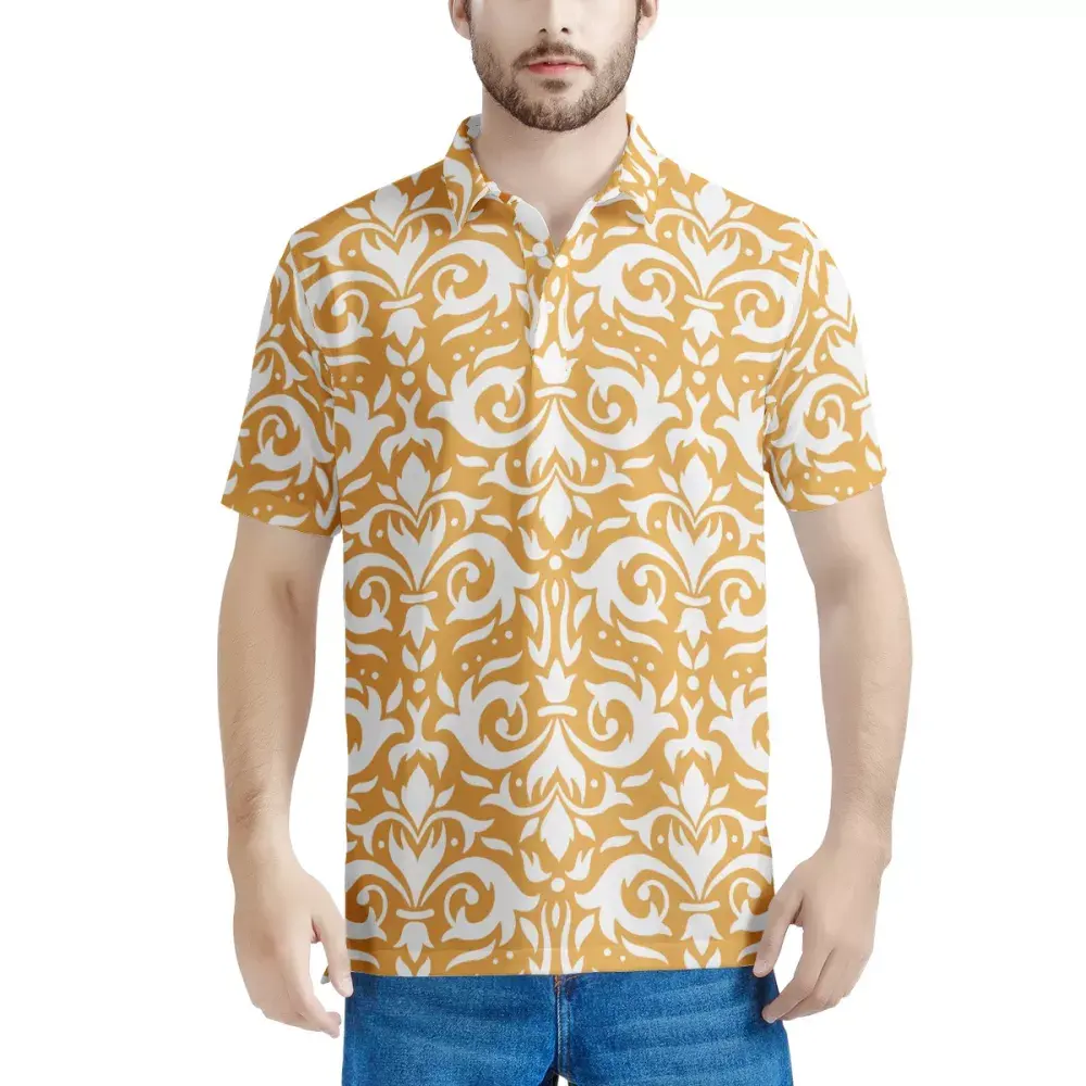 Nieuwe Aangekomen Casual Mode Eur Barokke Stijl Patroon Polo Shirts Mannen Korte Mouwen Plus Size Custom Design T-shirts Voor mannen