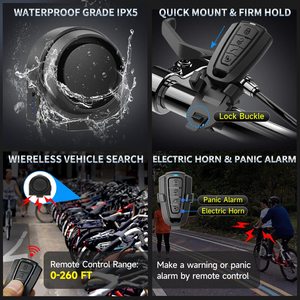 Alarma Antirrobo para Bicicleta con Sensor de Vibración, Sistema de Seguridad para Motocicleta, Alarma Inalámbrica a Prueba de Agua con Control Remoto para Puerta y Ventana de Bicicleta - Product Image 4