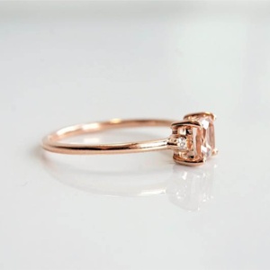 925 de plata de ley, 14 K rose oro Plaza <span class=keywords><strong>morganita</strong></span> con diamantes - Product Image 4