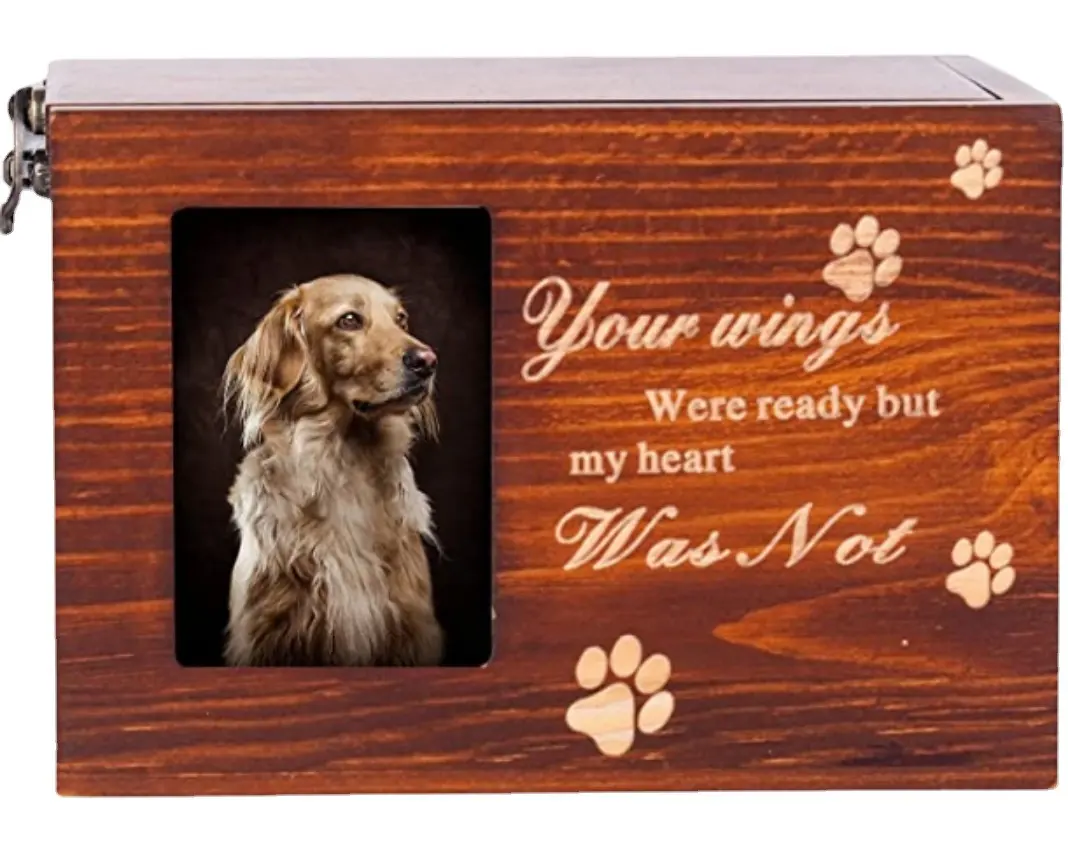 ペット壷犬猫刻印メモリーフォトボックスアマゾンのベストセラー木製カスタマイズロゴウッド犬用2個