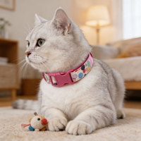 Collier personnalisé en polyester pour animaux de compagnie, motif floral et coloré, lettrage gravé au laser, marque privée pour chiens et chats, toutes saisons, lavable en machine