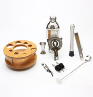Ensemble de shakers à cocktails écologiques modernes Wuyi Camol, 10 pièces, en acier inoxydable, 750 ml, support en bambou, kit de mixologie professionnel