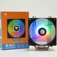 Refroidisseur de processeur S40 avec quatre tubes en cuivre, 12 cm, lumière colorée, contrôle de la température PWM, refroidissement par air pour ordinateur de bureau
