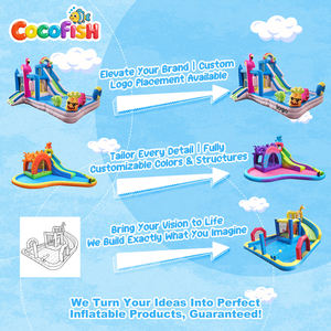 Cocofish - <span class=keywords><strong>Castillo</strong></span> Inflable Tropical con Tobogán de Agua, Diseño de Flamencos, Casa de Brinco Inflable para Niños con Soplador - Product Image 5