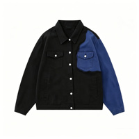 Nouvelle veste en jean patchwork au design original, couleur contrastée, streetwear, surdimensionnée, épaisse, pour hommes
