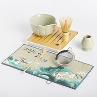 Ensemble de fouet à matcha moderne écologique support de 8 pièces/cuillère/tamis/boîte de rangement en cuir 14 OZ Kit de matcha parfait pour le thé et le thé