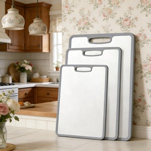 <span class=keywords><strong>Tagliere</strong></span> Bifacciale <span class=keywords><strong>in</strong></span> <span class=keywords><strong>Acciaio</strong></span> Inox 304 e Titanio con Bordo <span class=keywords><strong>in</strong></span> Silicone, Antibatterico e Lavabile <span class=keywords><strong>in</strong></span> Lavastoviglie, per Cucina e Pasticceria - Product Image 1