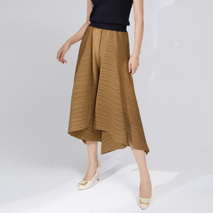 Nouvelles culottes plissées Miyake pour femmes, style décontracté, coupe irrégulière, taille haute, palazzo plissé - Product Image 1