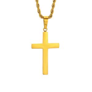 <b>Cross</b> Necklace for Men 316L Stainless Steel 18K Gold Plated Rope <b>Chain</b> Christian Faith Durable Daily Wear Non Tarnish Christmas - Product Image 1