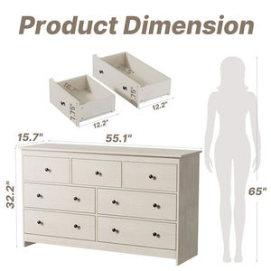 خزانة أدراج حديثة بيضاء مع مساحة تخزين واسعة لغرفة النوم - Product Image 5