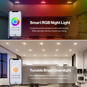Iluminación <span class=keywords><strong>LED</strong></span> Empotrada Inteligente AlexaGoogle, Panel <span class=keywords><strong>LED</strong></span> WiFi Sin Parpadeo, Downlight RGBCW Ultrafino de 6 Pulgadas con Luz Nocturna - Product Image 2