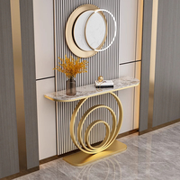 Console murale semi-circulaire de luxe moderne avec plateau en pierre pour entrée étroite et couloir