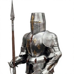 Ensemble d'armure complète de chevalier croisé médiéval, statue d'armure avec armure en acier des Templiers pour exposition, portable et décorative - Product Image 3