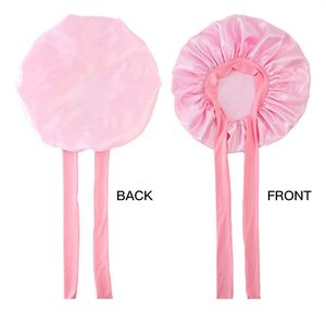 Bonnet de nuit large en satin pour femme, avec nœud rond en ruban de soie, idéal pour les soins capillaires – Nouveauté très prisée - Product Image 1