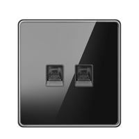 SUMMAO Nouveau Design Interrupteur Mural de Luxe Panneau en Verre Trempé Noir Prises Murales UK 1 Gang 2 Gang 3 Gang 4 Gang Prise USB