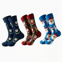 Chaussettes en coton pour hommes à motif personnalisé, chaussettes jacquard respirantes pour Noël, cadeau de Noël en gros