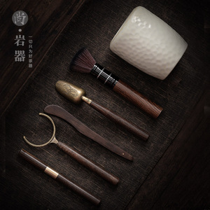 Six Gentlemen Tea Tools <b>Set</b> <b>Ceramic</b> Holder With Brush Spoon <b>Knife</b> Tongs For Tea Ceremony Dehua Made - Product Image 3