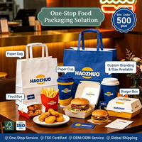 Ensemble d'emballages pour restauration rapide personnalisés : boîte à burger, porte-frites, gobelet à café, sac en papier de marque pour solution de vente à emporter en restaurant