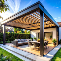 Pergola bioclimatique moderne imperméable, gazebo motorisé à lames automatiques, pergola extérieure en aluminium