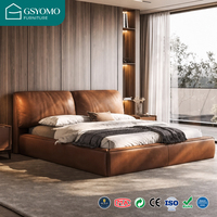 Lit double moderne et épuré avec oreilles d'éléphant, finition luxe léger et rembourrage doux pour chambre principale, certifié ROHS CE IOS9001 SGS GCC