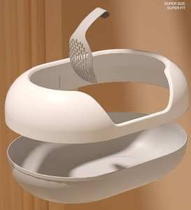 팩토리 공급업체 신제품 캡슐 반밀폐형 특대 PP 소재 비산방지 고양이 쓰레기통 & 고양이용 액세서리 - Product Image 5