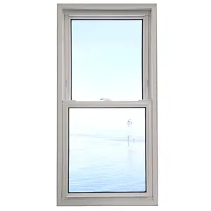 Trắng PVC Khung Vinyl Đôi Treo Thấp E Tráng Men Upvc Top Đôi Đu Cửa Sổ Cho Phòng Khách