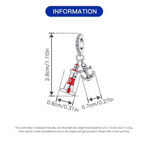 Breloque ancre tour de garde perlée en cuivre blanc, en stock, design original, bijou DIY polyvalent, accessoire, pendentif pour femme - Product Image 2