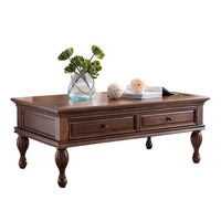 Table basse vintage en bois de caoutchouc de style américain, avec rangement, design minimaliste moderne, meubles pour la maison, salon