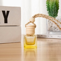 Diffuseur de parfum pour voiture en verre, flacon vide de 6 ml, forme carrée, couleur dégradée, avec couvercle en bois