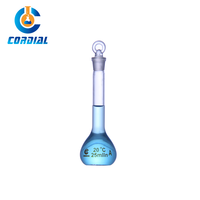 Fiole volumétrique en verre borosilicate 3.3 CORDIAL 25/50/100/200/250/500 ml avec bouchon en verre pour usage en laboratoire