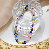 Collier coloré d'été 2022, fait main, en verre coloré rond, pour hommes et femmes, même style tendance