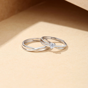 Gioielli Raffinati, Anello per Coppia <span class=keywords><strong>in</strong></span> Argento 925 con Zirconia Cubica, Anelli Regolabili per Matrimonio, Regalo per Donne - Product Image 3