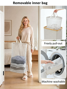 Factory Custom Large Laundry Bag <b>Foldable</b> Clothes Dirty Canvas Collapsible Laundry <b>Basket</b> Storage <b>Baskets</b> Bins - Product Image 5