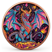 Pièce de monnaie en cuivre pur 999 de 5 oz, série Dragon, colorée, en relief, animaux de dessin animé, styles variés, édition collector UV 3D