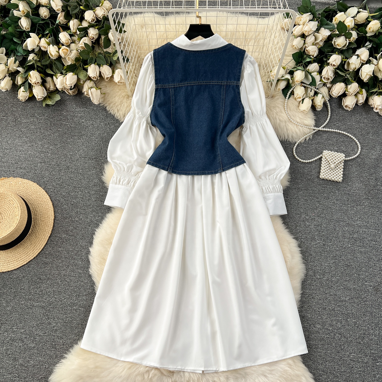 spring korean denim dress Fashion Dress Denim New 2024 Korean Version