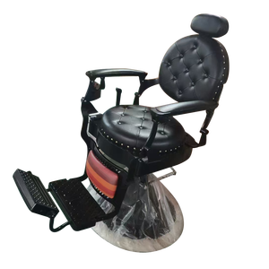 Chaise d'attente <span class=keywords><strong>de</strong></span> <span class=keywords><strong>barbier</strong></span> vintage en or, pliable et inclinable, portable en cuir fabriqué avec du métal durable - Product Image 3