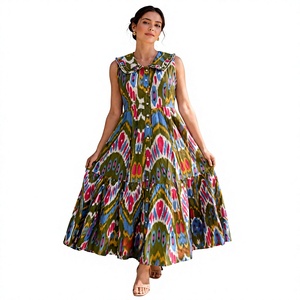2023 New Arrivals <b>Summer</b> Eco-Friendly Women's Casual <b>Bohemian</b> Floral Long Maxi <b>Dress</b> Tie Dye Gypsy Chic Viscose Crepe Ruffle - Product Image 1