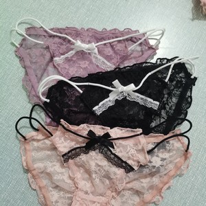 Culotte string sexy et séduisante en dentelle transparente, nouveau style 2024, entrejambe en pur coton et sous-vêtement rehausseur de hanches. - Product Image 1