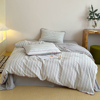 Modernes Bedrucktes Frisches Baumwoll-Jacquard-Bettwäsche-Set mit Dreieckskanten-Design Vierteiliges Bettlaken- und Bettdecken-Set
