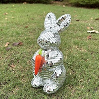 Décoration de Pâques transfrontalière en mosaïque de verre, lapin disco, ornements pour fêtes intérieures, fournitures de fête, décoration intérieure